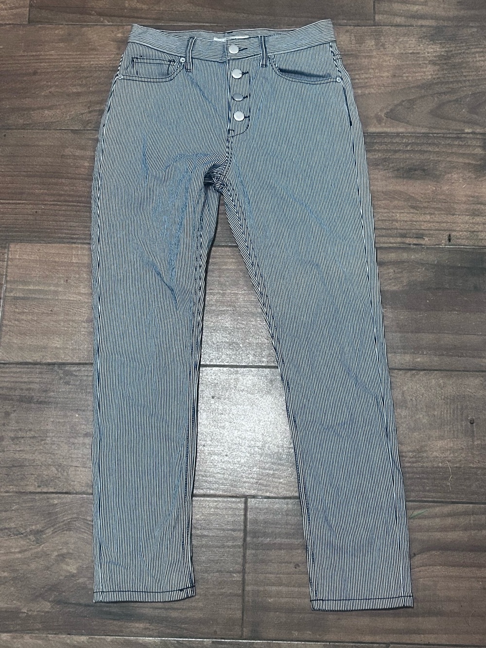 Joie Skinny Jeans in Blue and White Pinstripe